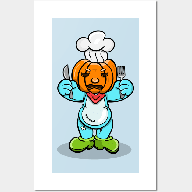 Monster Pumpkin Chef Wall Art by tedykurniawan12